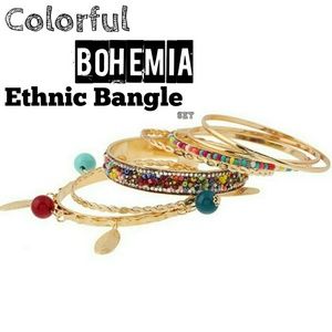 Gorgeous Colorful Bohemia Ethnic Bangle Set